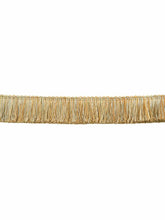 Load image into Gallery viewer, 2" Wide Yellow Gold Beige Blue Brush Upholstery Fringe Trim