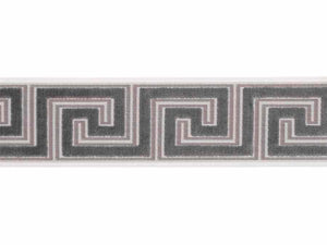 3.5" Wide Purple Lilac Heather Velvet Geometric Greek Key Drapery Tape Trim