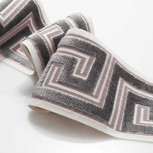 3.5" Wide Purple Lilac Heather Velvet Geometric Greek Key Drapery Tape Trim