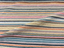 Load image into Gallery viewer, Designer Navy Blue Mustard Gold Coral Teal Brown Chenille Stripe Upholstery Fabric