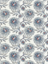 Load image into Gallery viewer, Cotton Viscose Linen Ivory Navy Blue Red Floral Drapery Fabric