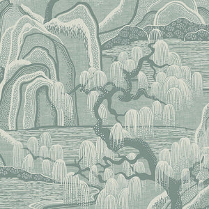 Schumacher Indigo Garden Wallpaper 3131 / Mineral