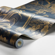 Load image into Gallery viewer, Schumacher Indigo Garden Wallpaper 3132 / Indigo And Gold