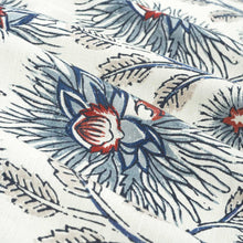 Load image into Gallery viewer, Cotton Viscose Linen Ivory Navy Blue Red Floral Drapery Fabric