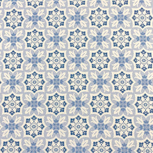 Load image into Gallery viewer, Blue White Floral Medallion Cotton Upholstery Drapery Fabric
