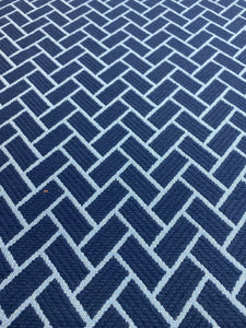 1.4 Yard Remnant Thibaut Cobblestone Marine Stain Resistant Navy Blue Geometric Upholstery Fabric STA 5120