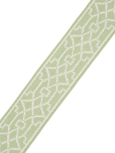 2" Wide Green Ivory Geometric Trellis Drapery Tape Trim