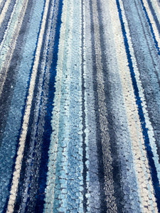 Kravet Monterosso Indigo Navy French Blue Stripe Velvet Upholstery Fabric STA 5076