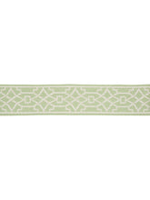 Load image into Gallery viewer, 2&quot; Wide Green Ivory Geometric Trellis Drapery Tape Trim