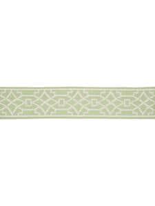 2" Wide Green Ivory Geometric Trellis Drapery Tape Trim