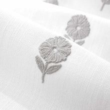 Load image into Gallery viewer, Cotton Blend Cream Grey Embroidered Floral Drapery Fabric FB