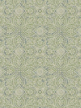 Load image into Gallery viewer, Cotton Linen Green Teal Beige Damask Upholstery Drapery Fabric FB