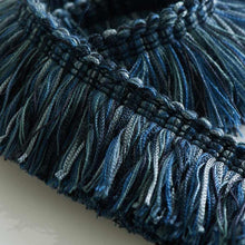 Load image into Gallery viewer, 2" Wide Teal Navy Blue Aqua Brush Upholstery Fringe Trim