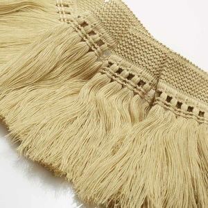 8" Wide Golden Beige Tassel Upholstery Fringe Trim