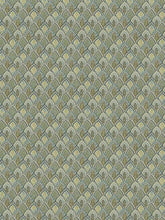 Load image into Gallery viewer, Teal Cream Green Mustard Bargello Fan Upholstery Fabric