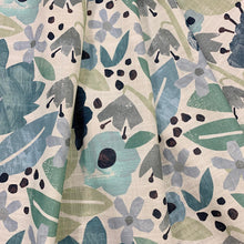 Load image into Gallery viewer, Cotton Linen Ivory Seafoam Blue Green Aqua Teal Black Floral Upholstery Drapery Fabric