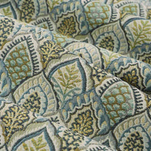 Load image into Gallery viewer, Teal Cream Green Mustard Bargello Fan Upholstery Fabric