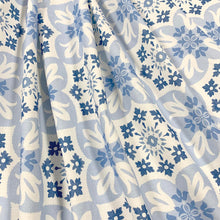 Load image into Gallery viewer, Blue White Floral Medallion Cotton Upholstery Drapery Fabric