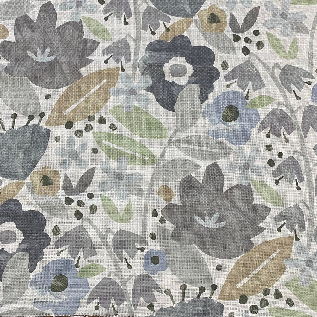 Cotton Linen Ivory Grey Blue Mustard Green Black Floral Upholstery Drapery Fabric