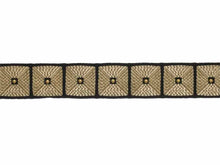 Load image into Gallery viewer, 2&quot; Wide Black Brass Gold Geometric Embroidered Drapery Tape Trim
