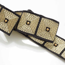 Load image into Gallery viewer, 2&quot; Wide Black Brass Gold Geometric Embroidered Drapery Tape Trim