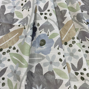 Cotton Linen Ivory Grey Blue Mustard Green Black Floral Upholstery Drapery Fabric