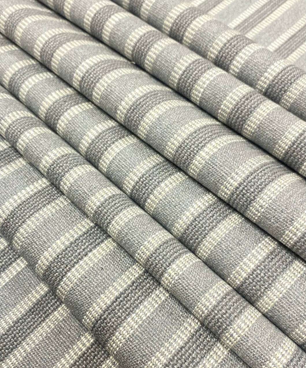 Perennials Piccadilly Stripe Rhino 
Grey Indoor Outdoor Upholstery Fabric STA 5051