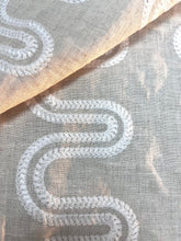 Load image into Gallery viewer, 27” x 38” Thibaut Herriot Way Embroidery White on Flax Remnant