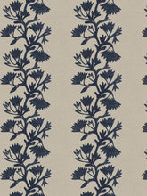Load image into Gallery viewer, Cotton Linen Oatmeal Beige Navy Blue Floral Crewel Embroidered Drapery Fabric FB