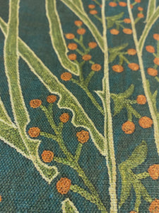 St. Frank Teal Vines Suzani Linen Cotton Floral Upholstery Drapery Fabric STA 5119