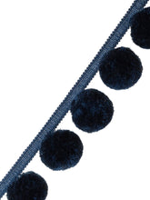 Load image into Gallery viewer, 2.5" Navy Blue Pom Pom Tape Trim