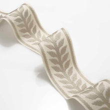 Load image into Gallery viewer, 2.25&quot; Ivory Taupe Leaf Border Drapery Tape Trim
