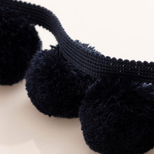 Load image into Gallery viewer, 2.5" Navy Blue Pom Pom Tape Trim
