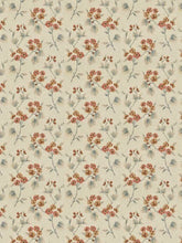 Load image into Gallery viewer, Cotton Floral Embroidered Beige Teal Orange Coral Brown Drapery Fabric