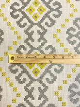 Load image into Gallery viewer, Kravet Design 33316-411 Embroidered Grey Green Chartreuse Ikat Drapery Fabric WHS 5179