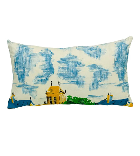 12” X 22” Paris Rooftops Lumbar Pillow Cover in Vintage Cotton Fabric