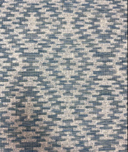 Load image into Gallery viewer, Wemyss Nomad Berber Cadet Geometric Stain Resistant Upholstery Teal Blue Off White Fabric