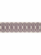Load image into Gallery viewer, 3.25" Wide Linen Viscose Oatmeal Beige Purple Embroidered Drapery Tape Trim