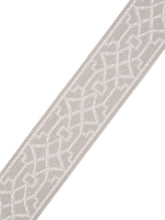 Load image into Gallery viewer, 2&quot; Wide Light Grey Ivory Geometric Trellis Drapery Tape Trim