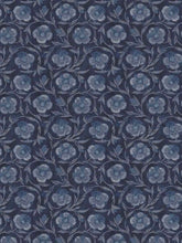 Load image into Gallery viewer, Cotton Viscose Linen Indigo Navy Blue Floral Upholstery Drapery Fabric