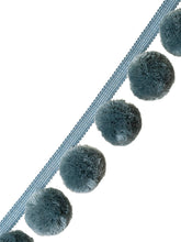 Load image into Gallery viewer, 2.5" Chambray Blue Pom Pom Tape Trim