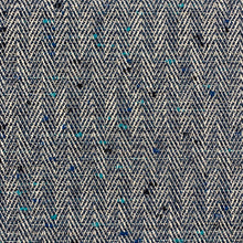 Load image into Gallery viewer, Cotton Viscose Linen Navy Blue Cream Turquoise Black Teal Herringbone Tweed Upholstery Drapery Fabric