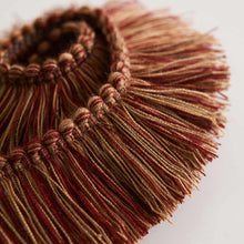 Load image into Gallery viewer, 2" Wide Wine Red Beige Mustard Brush Upholstery Fringe Trim