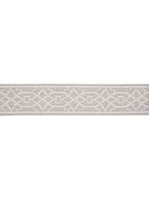 Load image into Gallery viewer, 2&quot; Wide Light Grey Ivory Geometric Trellis Drapery Tape Trim