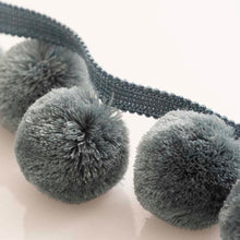 Load image into Gallery viewer, 2.5" Chambray Blue Pom Pom Tape Trim