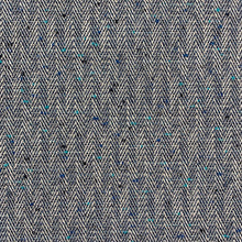 Load image into Gallery viewer, Cotton Viscose Linen Navy Blue Cream Turquoise Black Teal Herringbone Tweed Upholstery Drapery Fabric