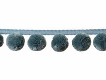 Load image into Gallery viewer, 2.5" Chambray Blue Pom Pom Tape Trim