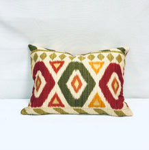 Load image into Gallery viewer, 19" X 26" Brunschwig &amp; Fils Br-79786.143.0 Uzbek Ikat Linen Cotton Poppy Lumbar Pillow Cover