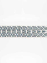 Load image into Gallery viewer, 3.25&quot; Wide Linen Viscose Ivory Blue Embroidered Drapery Tape Trim