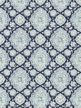 Load image into Gallery viewer, Viscose Linen Cream Navy Blue Teal Brown Medallion Upholstery Drapery Fabric